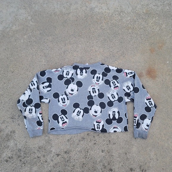 Disney Mickey Mouse Cutoff Crop Sweatshirt All Over Print - Picture 3 of 6